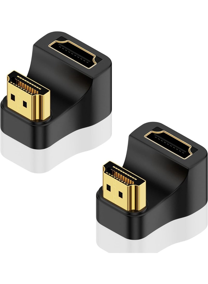 YelaJoy 2 Pack 8K HDMI 180 Degree Adapter, Down Angle HDMI 2.1 Male to Female Adapter, U Shaped, 48Gbps Extender with LED Indicator for Laptop - Image 1